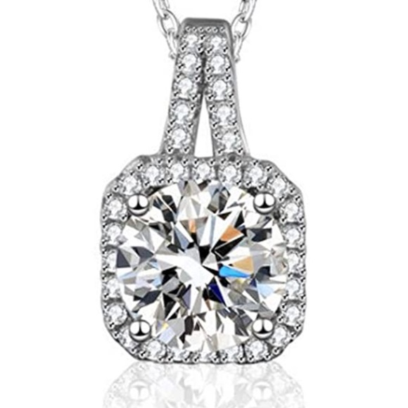 18k White Gold stamped 925 Necklace moissanite pendant! GRA Certificate Included - Picture 4 of 9